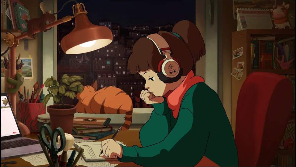 lofi girl en train d'étudier